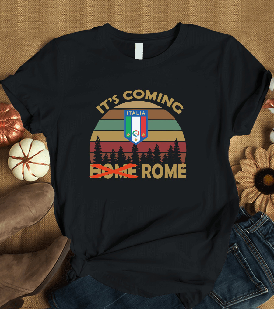 IT'S COMING ROME ITALIA Vintage Forest Sunset Badge T-Shirt