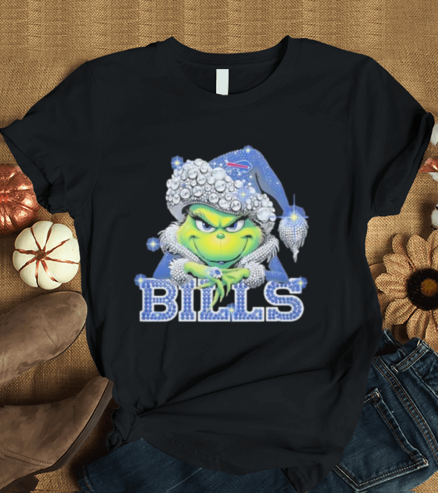 Buffalo Bills Grinch Santa Diamond Hat T-Shirt