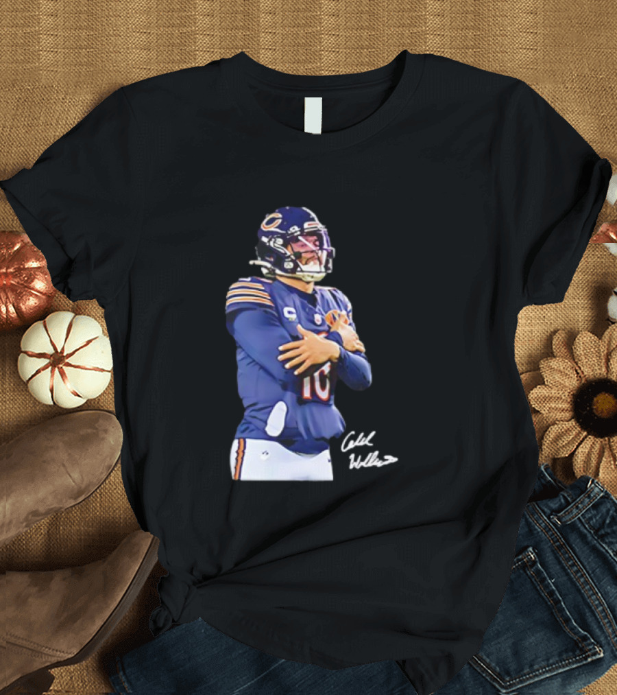 Caleb Williams Chicago Bears Ice Man Signature Football T-Shirt