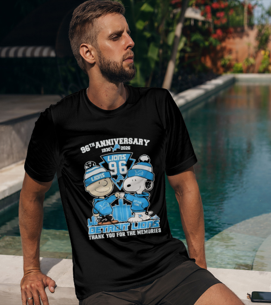 Detroit Lions 96th Anniversary 1930-2026 Snoopy And Charlie Brown T-Shirt
