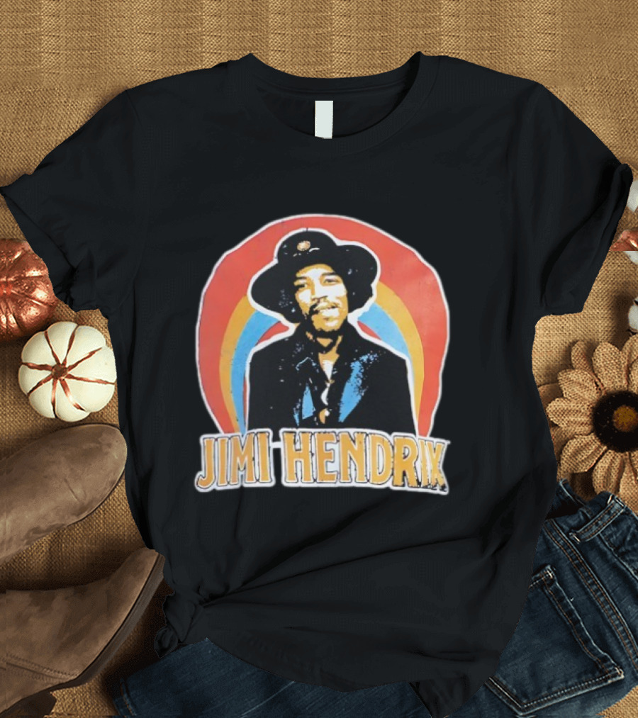 Jimi Hendrix Vintage Retro Rainbow Hat T-Shirt