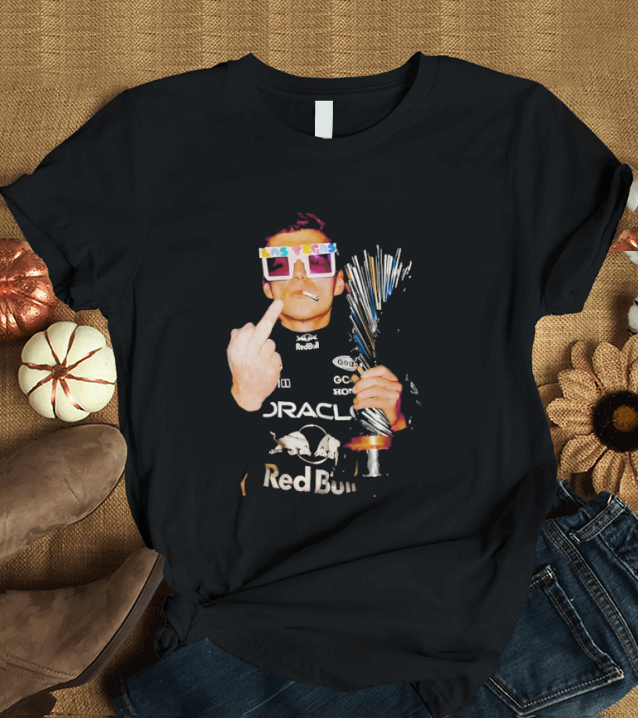 Max Verstappen Oracle Red Bull Pink Lego Sunglasses Middle Finger Las Vegas GP 2025 T-Shirt