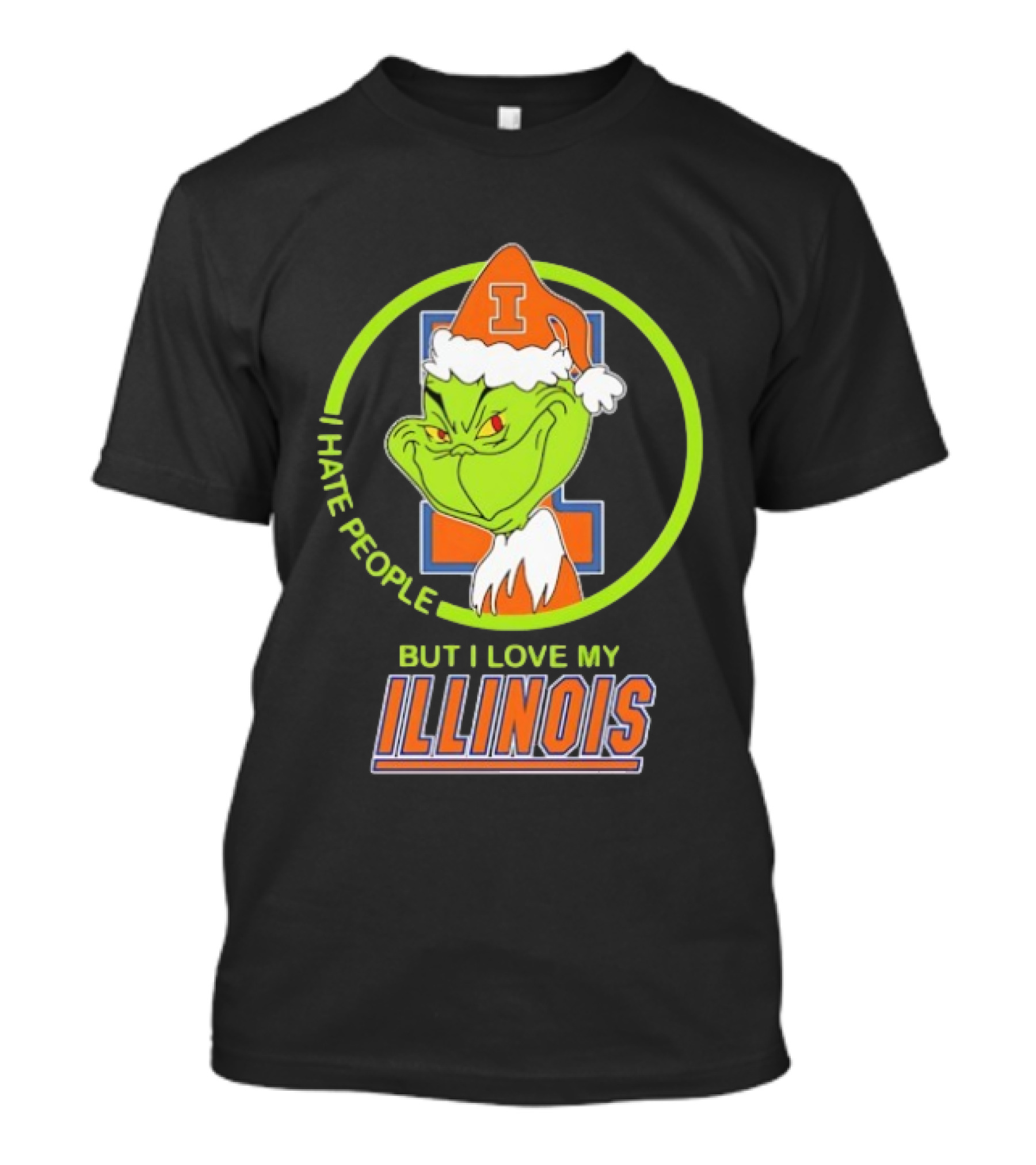Grinch I Hate People But I Love My Illinois Fighting Illini T-Shirt