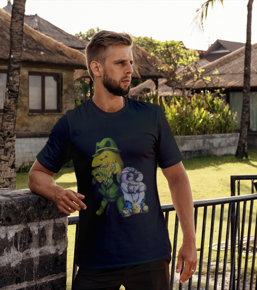 Pim And Charlie Cartoon Money And Chains Gangster Style T-Shirt