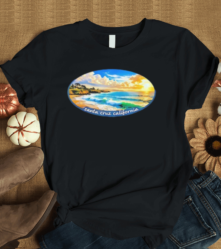 Ocean Coastal Scene Santa Cruz California Sunset T-Shirt