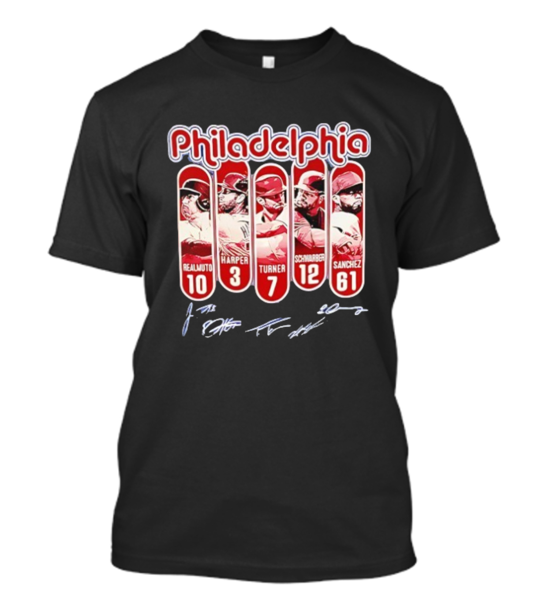 Philadelphia Phillies Realmuto Harper Turner Schwarber Sanchez Signatures T-Shirt