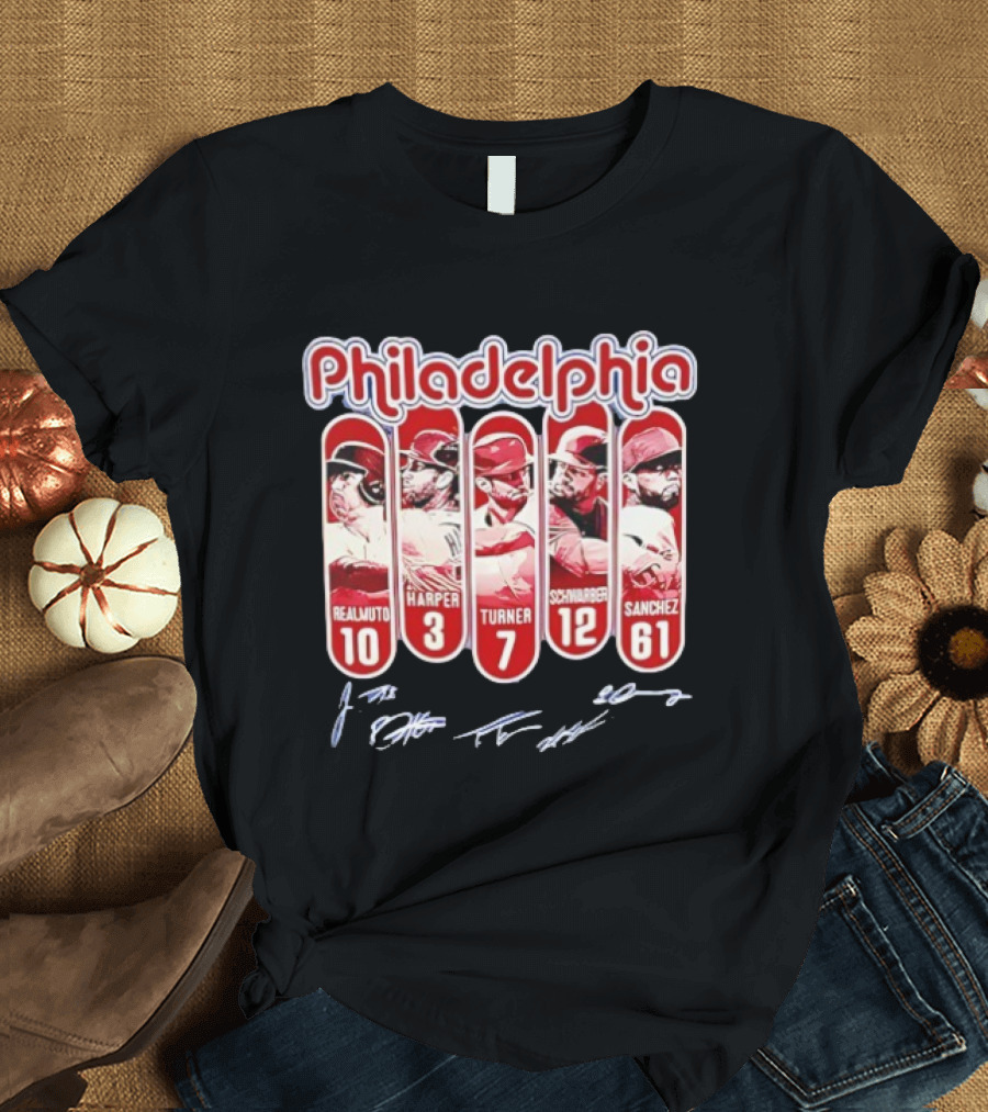Philadelphia Phillies Realmuto Harper Turner Schwarber Sanchez Signatures T-Shirt