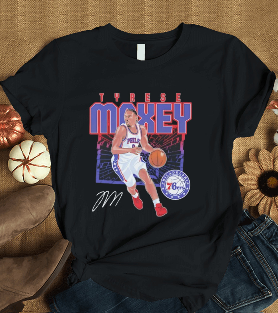 NBA Tyrese Maxey Philadelphia 76ers Player Signature T-Shirt