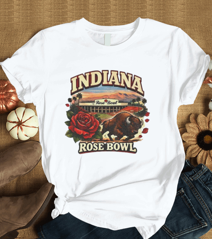 Indiana Rose Bowl Pasadena CA Game Day Vintage Buffalo And Rose Stadium Retro T-Shirt