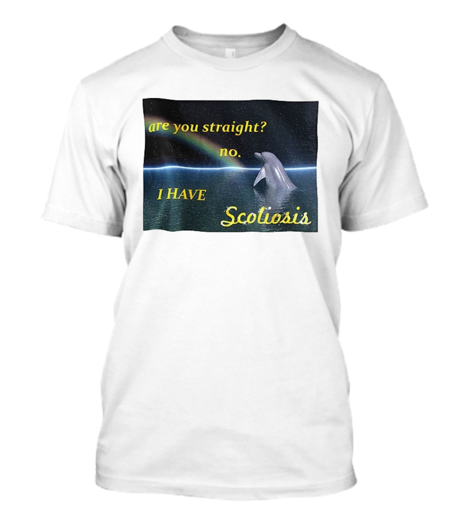 Are You Straight No I Have Scoliosis Dolphin Rainbow T-Shirt