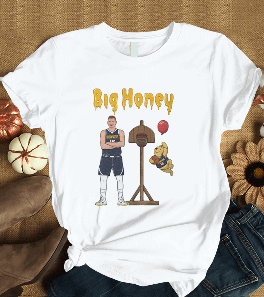 Big Honey Nikola Jokic Denver Nuggets NBA 15 Cartoon Crossover T-Shirt