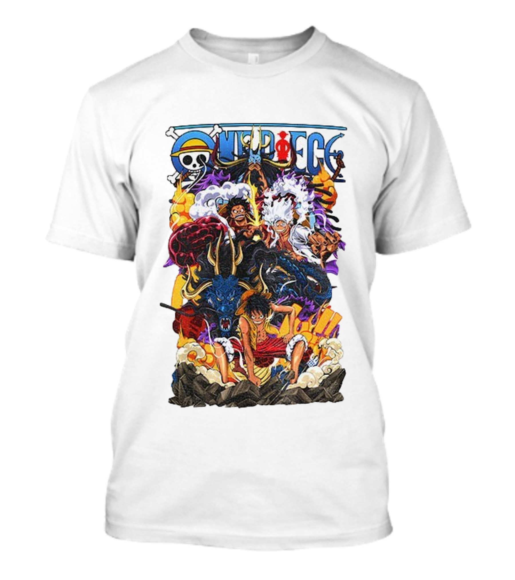 One Piece Anime Luffy Straw Hat Crew Manga Pirate Collage T-Shirt