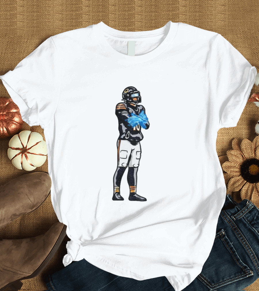 Caleb Williams Iceman #18 Ice Gloves Football Player Crossing Arms Black And Orange Jersey T-Shirt