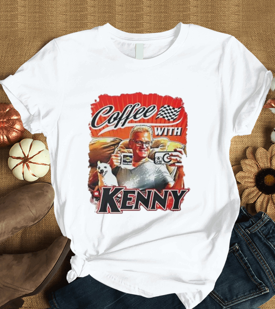 Coffee With Kenny Racing Checkered Flag And Dog T-Shirt