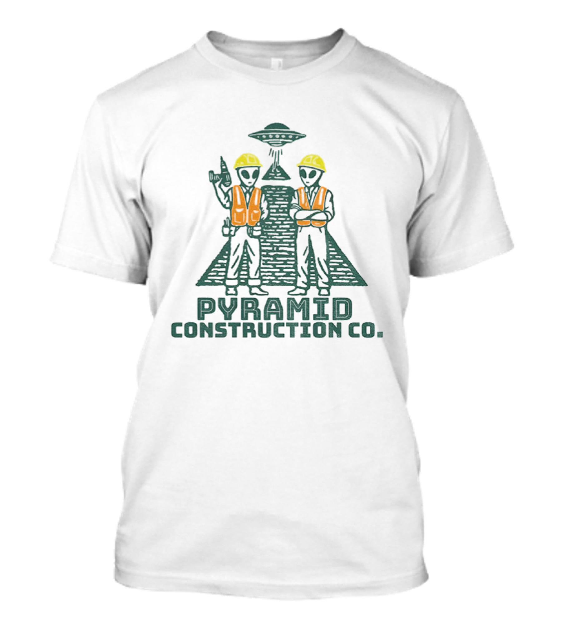 Pyramid Construction Co. Alien Builders Ancient Astronaut Humor T-Shirt