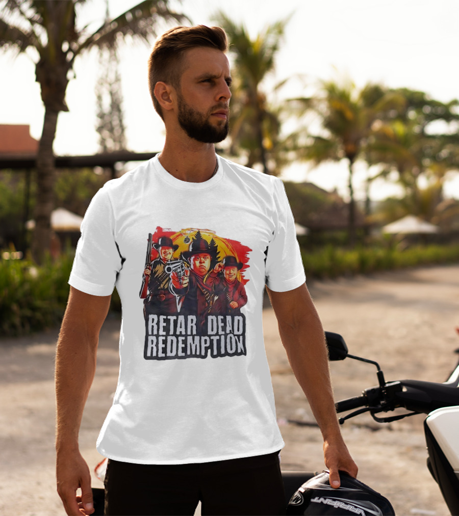 RETAR DEAD REDEMPTION Three Down Men Holding Shotguns Vintage Style T-Shirt