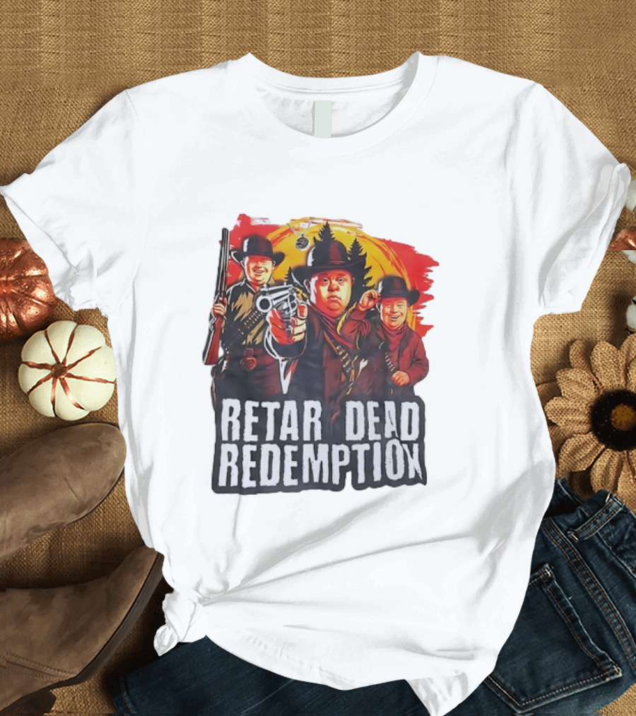 RETAR DEAD REDEMPTION Three Down Men Holding Shotguns Vintage Style T-Shirt