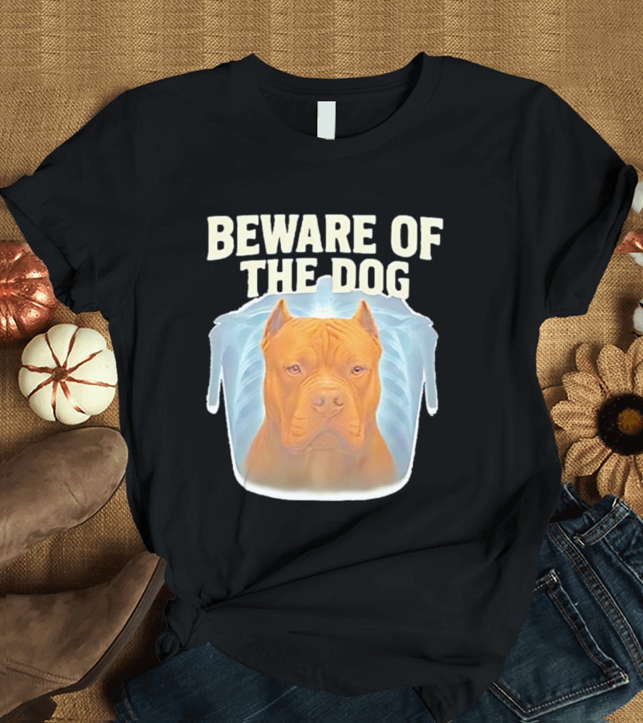 Beware Of The Dog X Ray Pitbull Warning T-Shirt