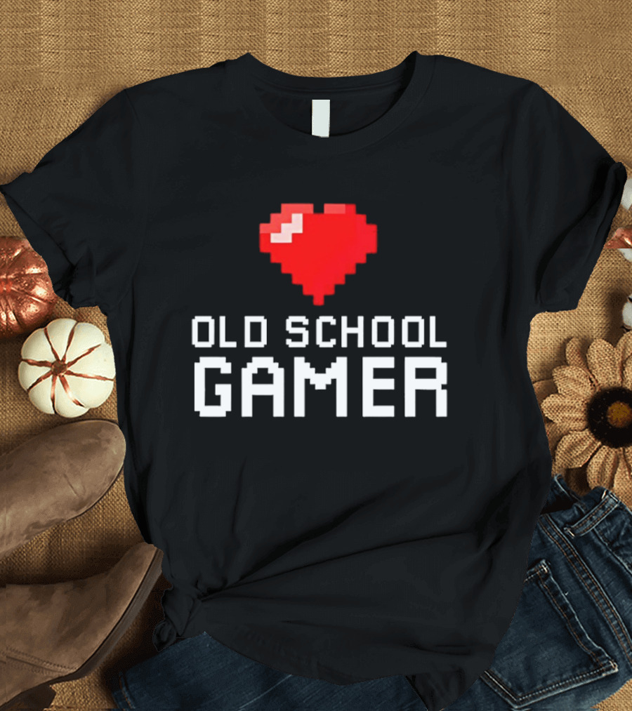 Pixel Heart Old School Gamer T-Shirt