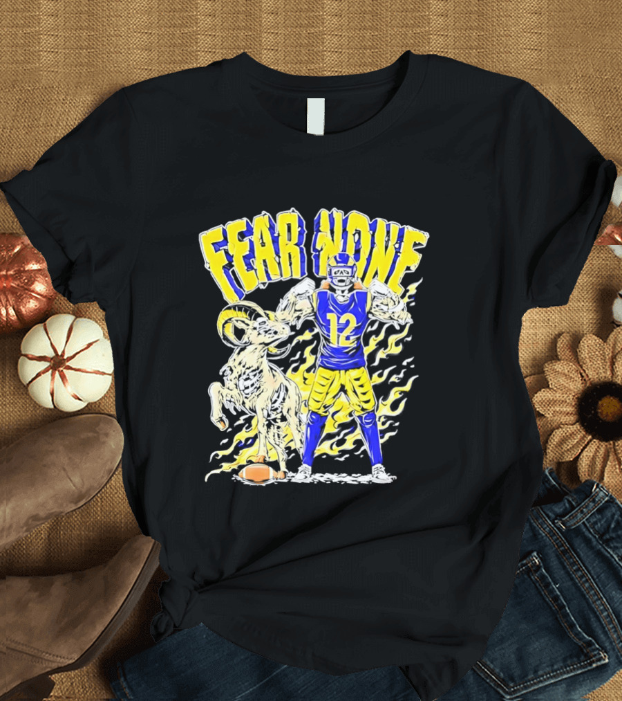 Puka Nacua Fear None 12 Los Angeles Rams Football Skeleton T-Shirt