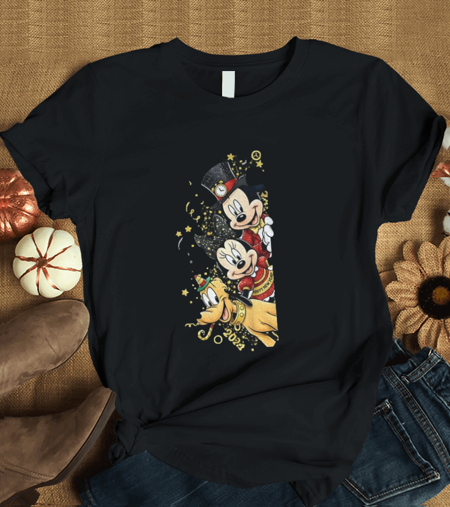 Mickey Mouse Happy New Year 2023 Pluto Minnie Celebration T-Shirt