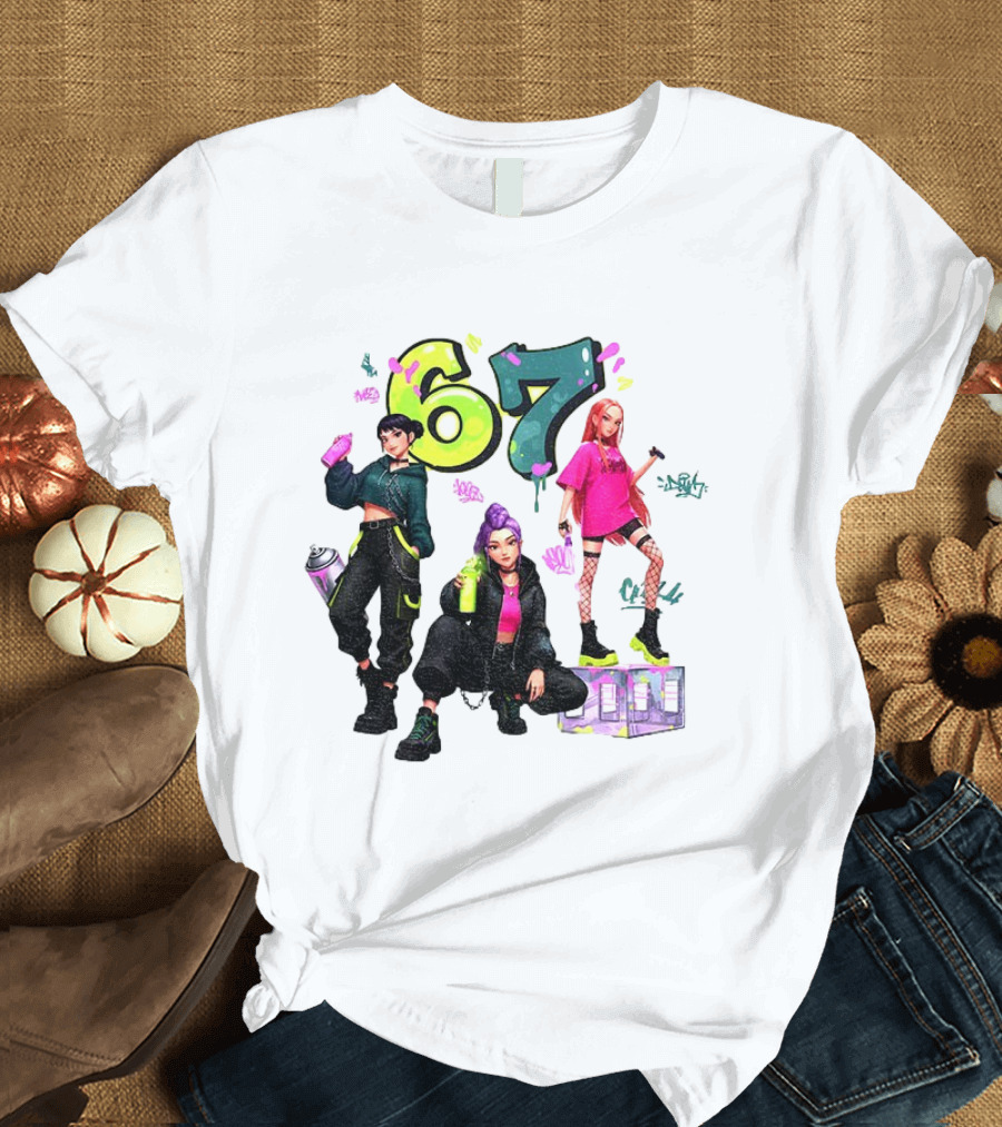 Six Seven 67 Graffiti Kpop Huntrix Girls Band Meme T-Shirt