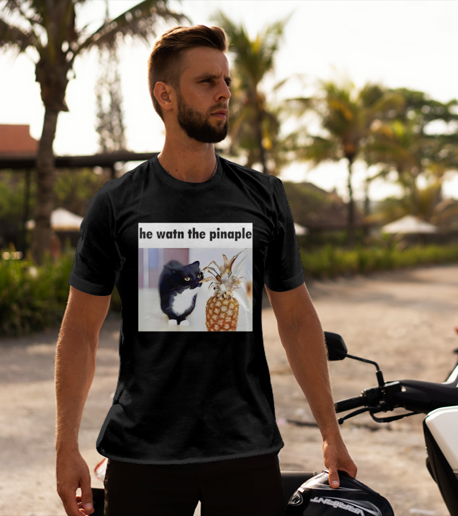 He Watn The Pinaple Black Cat And Pineapple T-Shirt