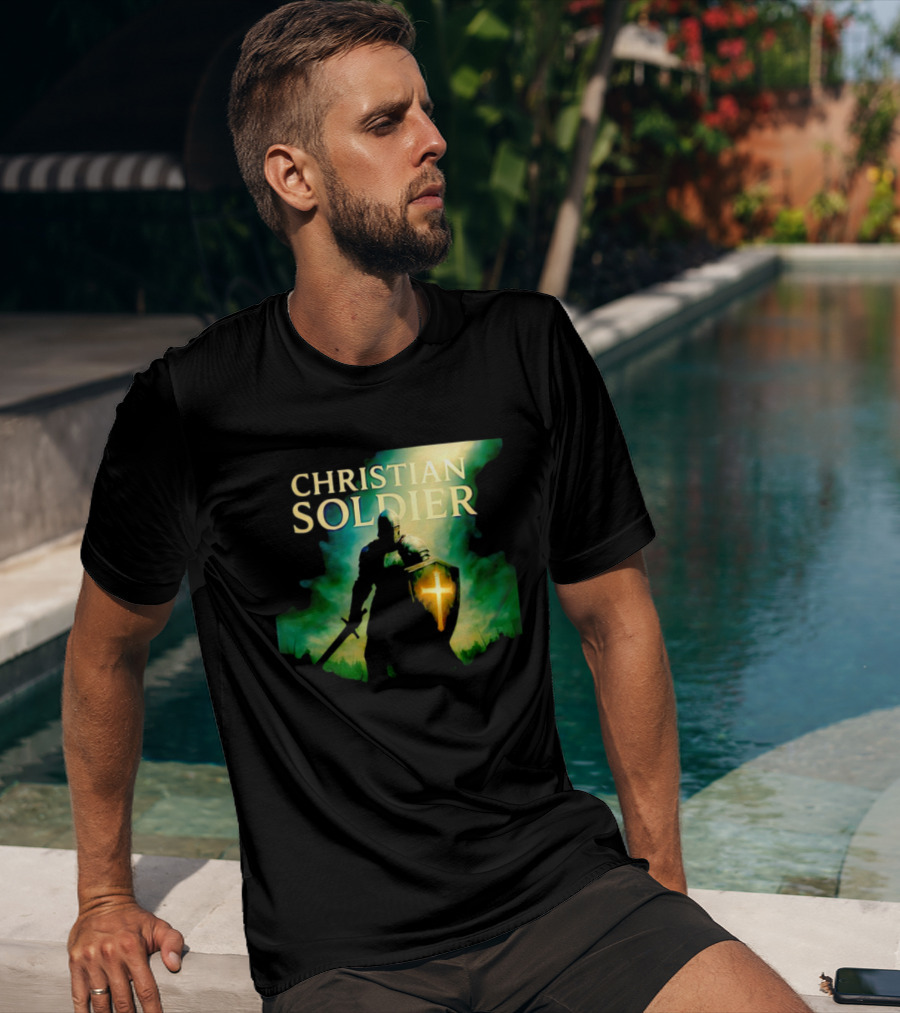 Christian Soldier Knight Shield Cross Iconic Warrior T-Shirt