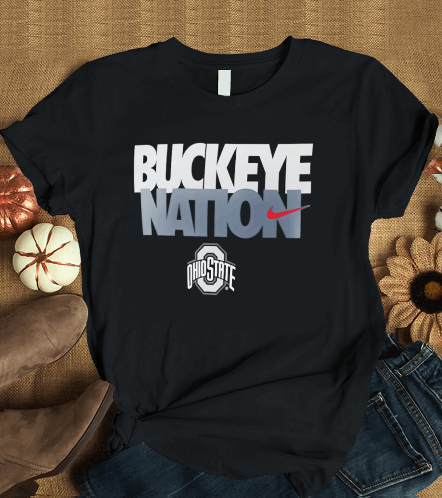 Buckeye Nation Ohio State O H I O Nike Swoosh Collegiate Gear T-Shirt