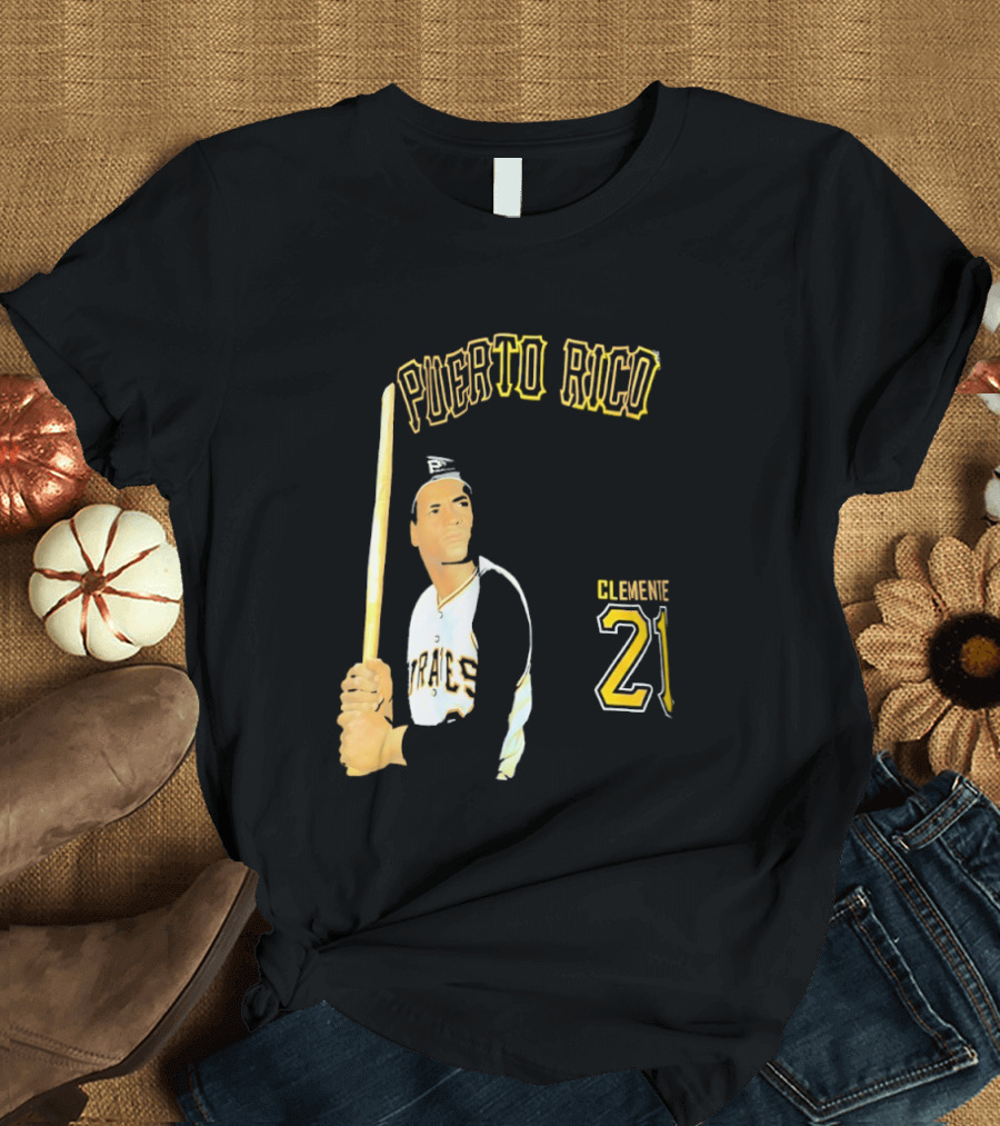 Puerto Rico Roberto Clemente 21 Pittsburgh Pirates Baseball T-Shirt