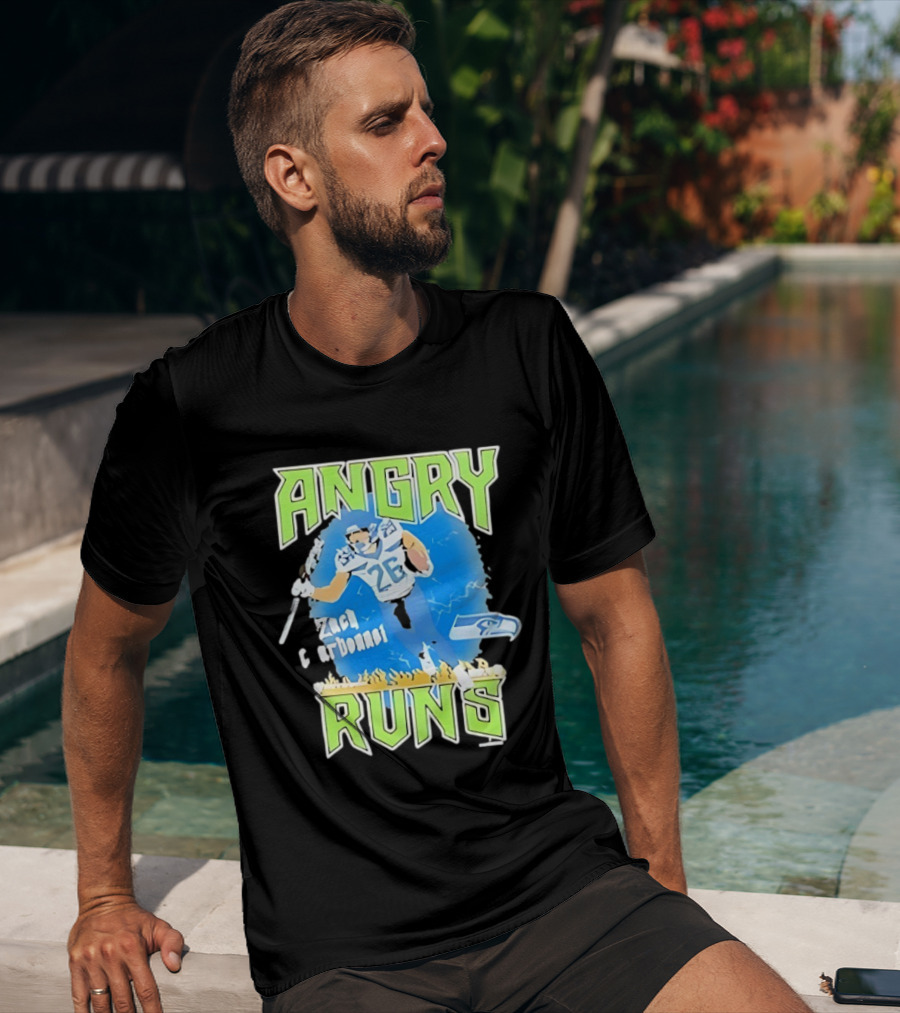 Seattle Seahawks Zach Charbonnet Angry Runs NFL Football 26 Seahawks Fan Gear T-Shirt