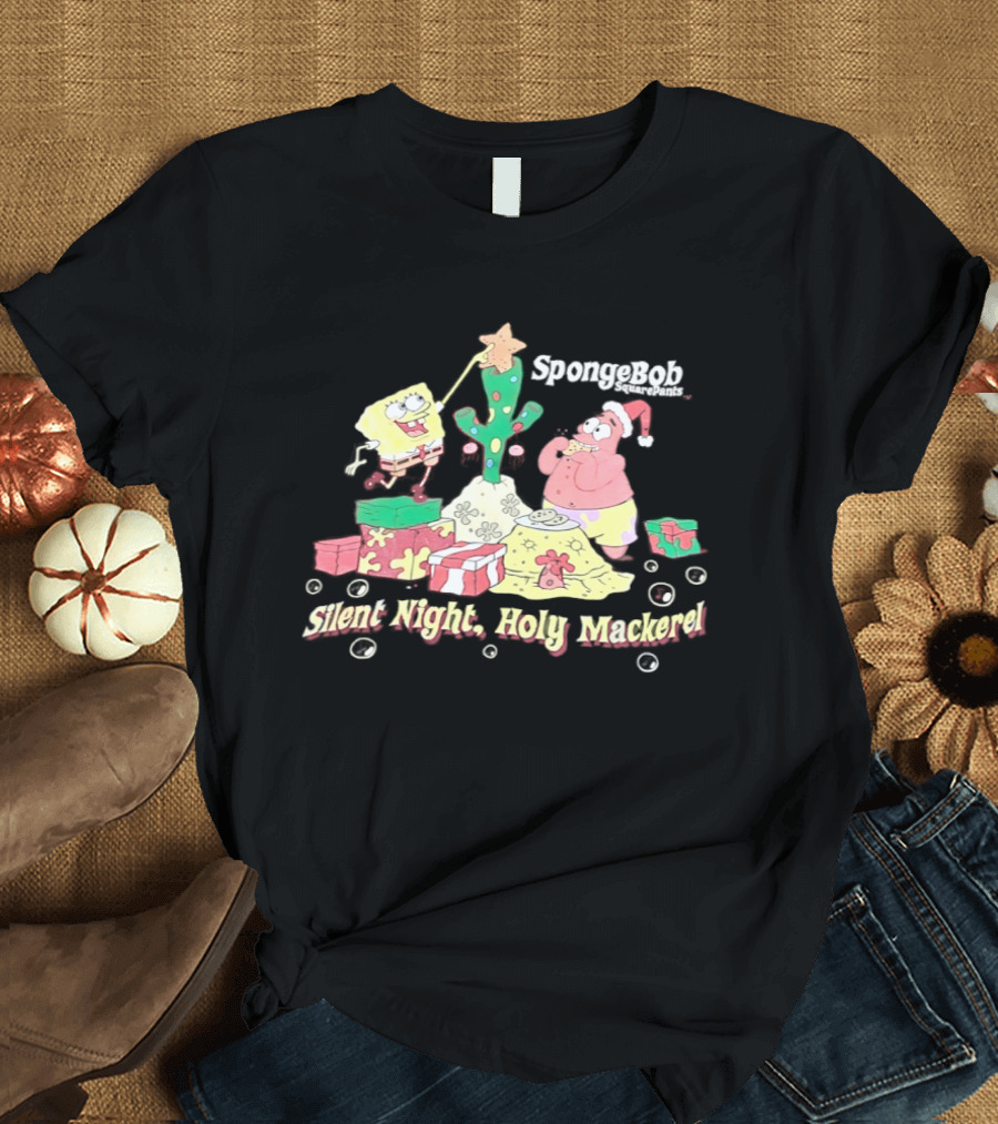 SquarePants Patrick Star Christmas Silent Night Holy Mackerel T-Shirt