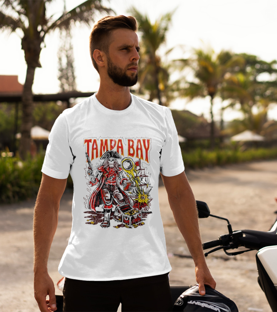 Tampa Bay Pirate Skeleton Exploding Cannonball T-Shirt