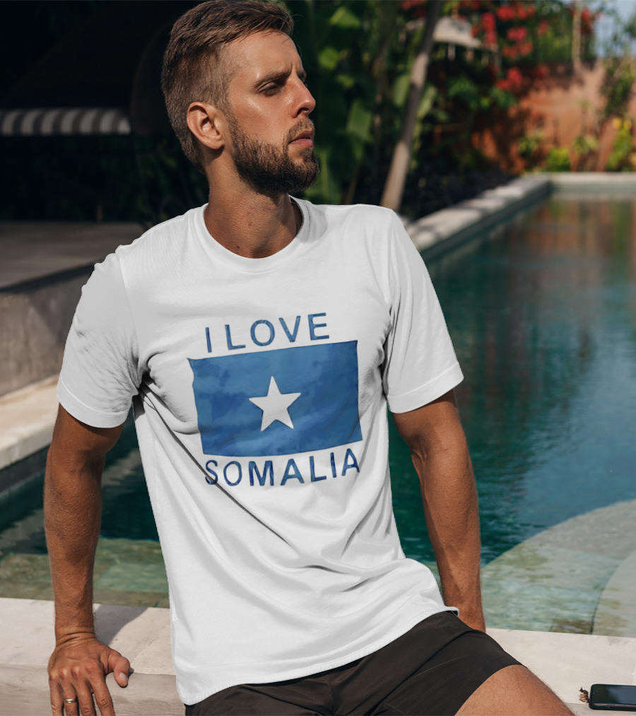 I Love Somalia Flag Blue Star T-Shirt