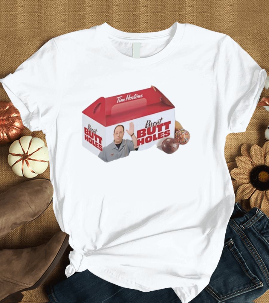 Tim Hortons Brent Butt Holes Box With Donuts T-Shirt