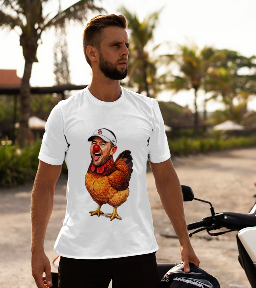 USC Coach Lincoln Riley Chicken Parody With Red Nose Clown Face T-Shirt