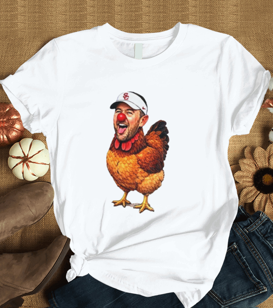 USC Coach Lincoln Riley Chicken Parody With Red Nose Clown Face T-Shirt