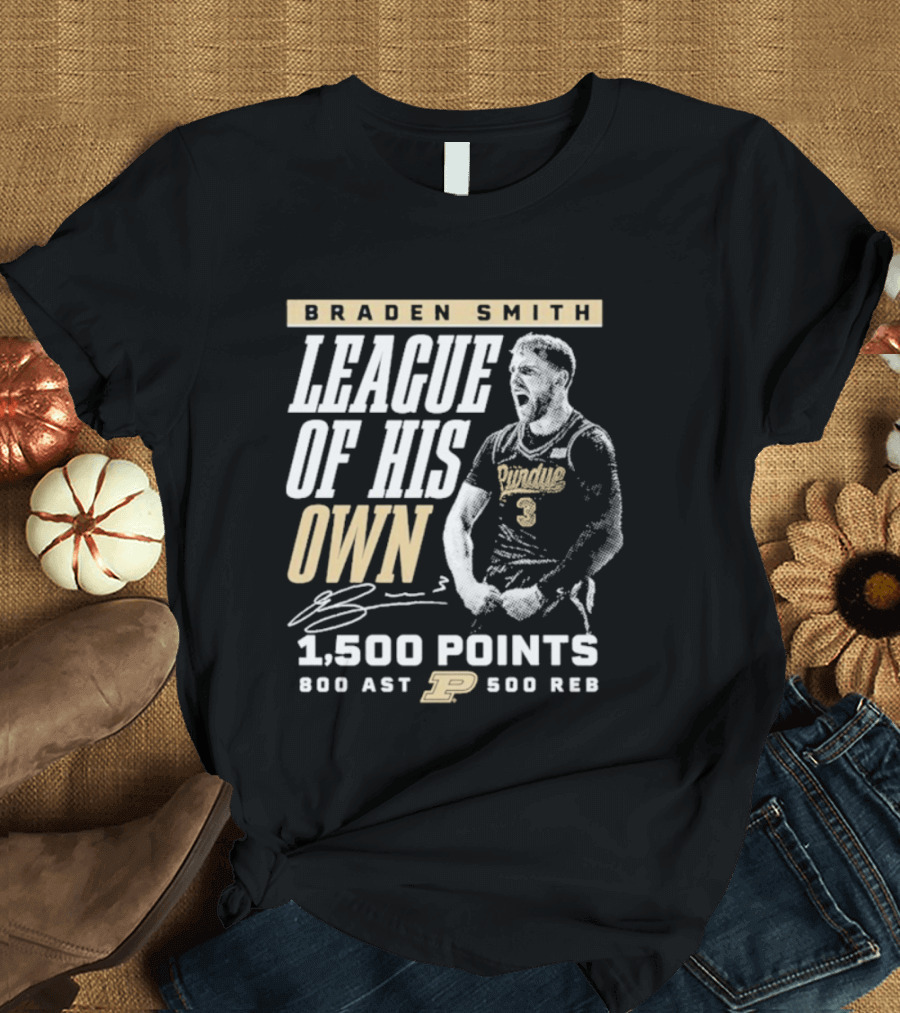 Braden Smith League Of His Own 1500 Points 800 Ast 500 Reb Purdue Boilermakers T-Shirt