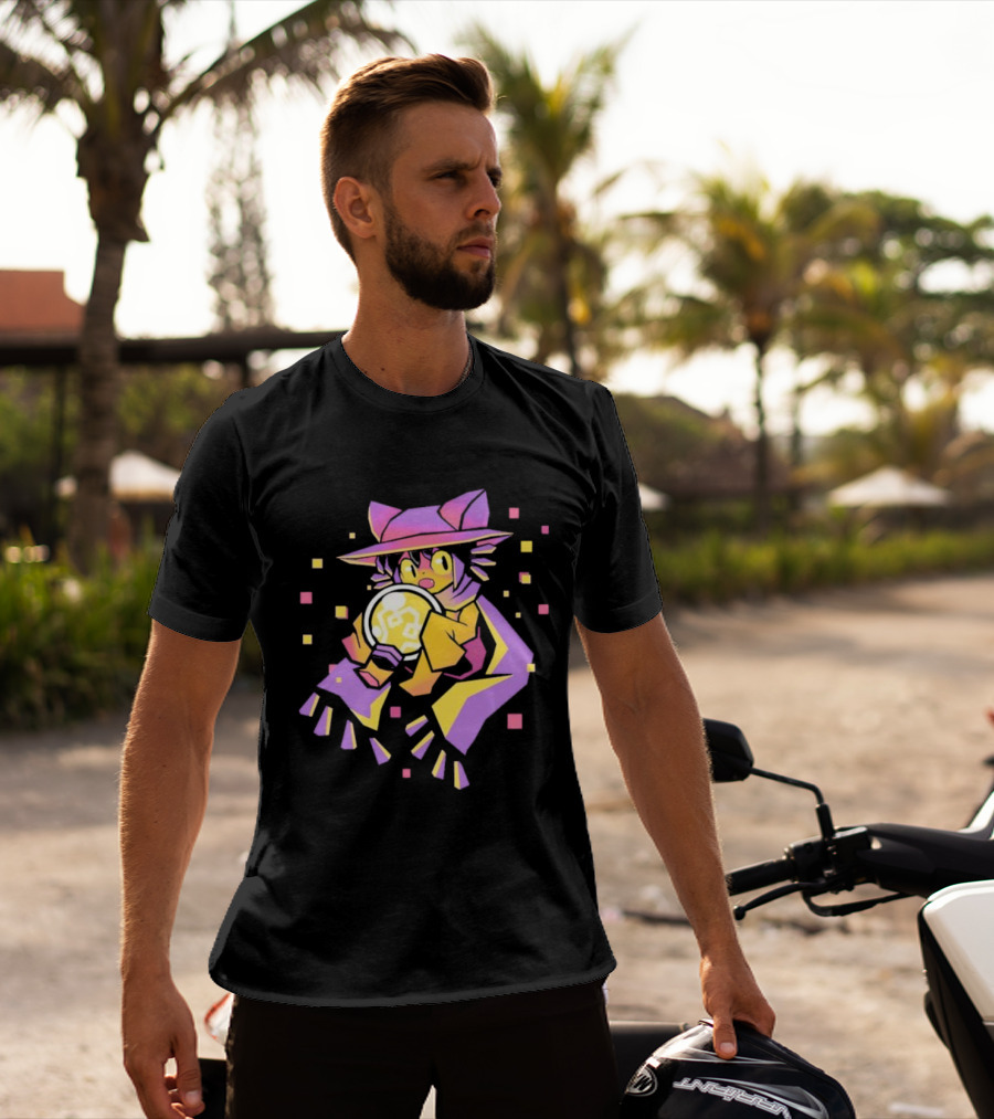 OneShot Niko Holding Lightbulb Pixel Art Purple Yellow T-Shirt