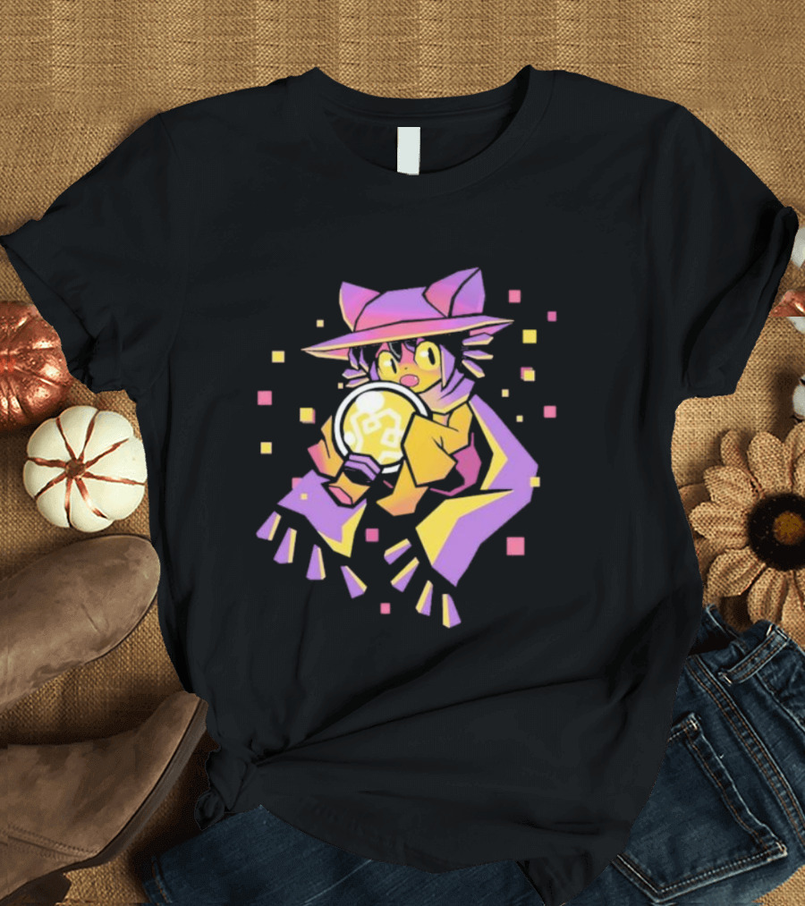 OneShot Niko Holding Lightbulb Pixel Art Purple Yellow T-Shirt