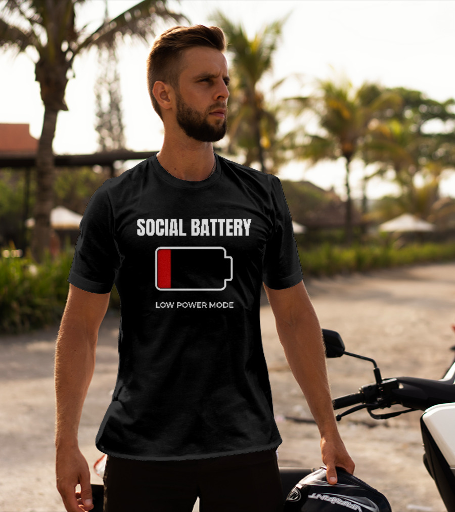 Social Battery Low Power Mode Red Battery T-Shirt
