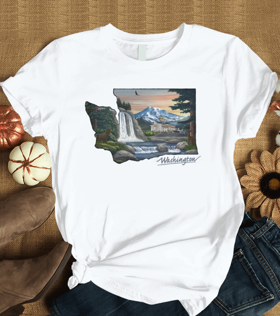 In N Out Burger Mount St Helens Washington Waterfall Scenery T-Shirt