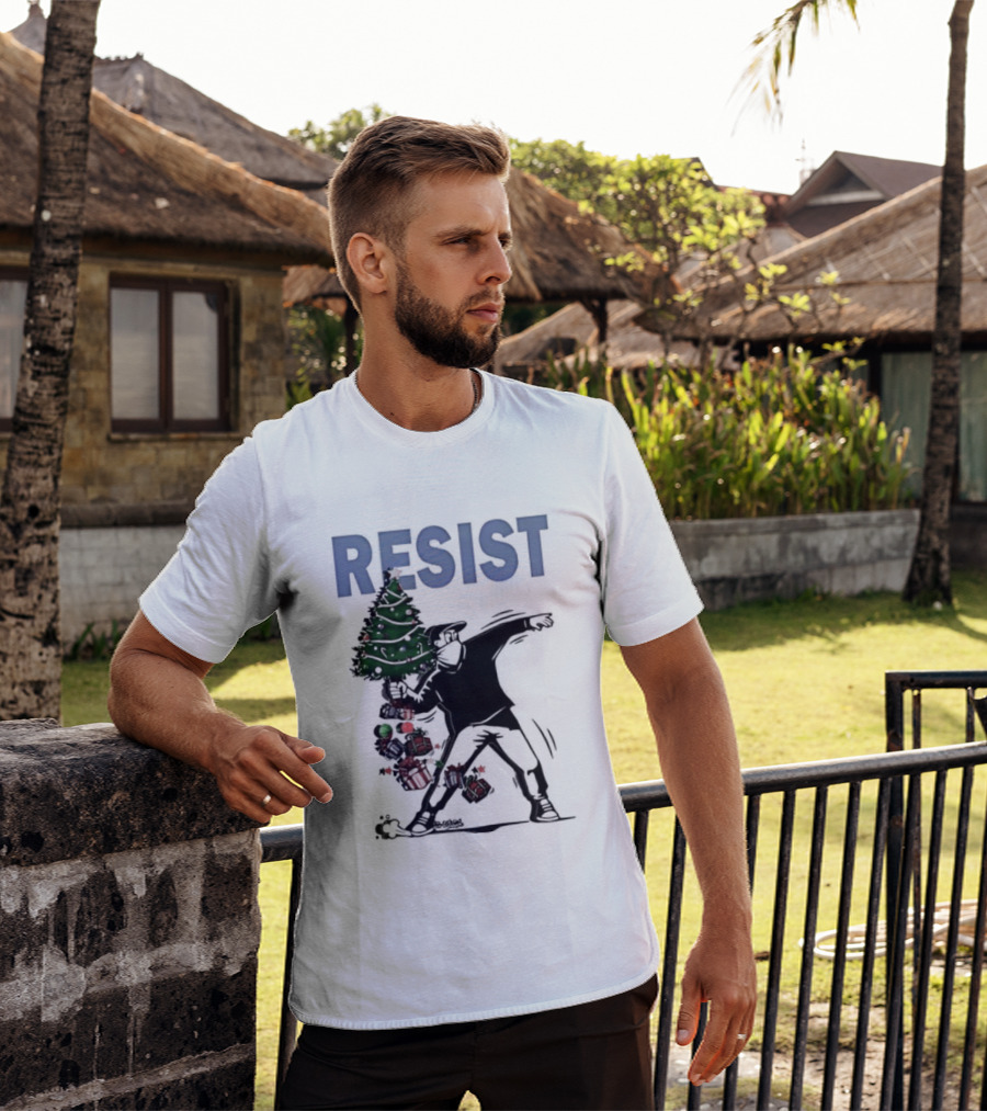 Resist Christmas Tree Throwing Festive Revolution T-Shirt