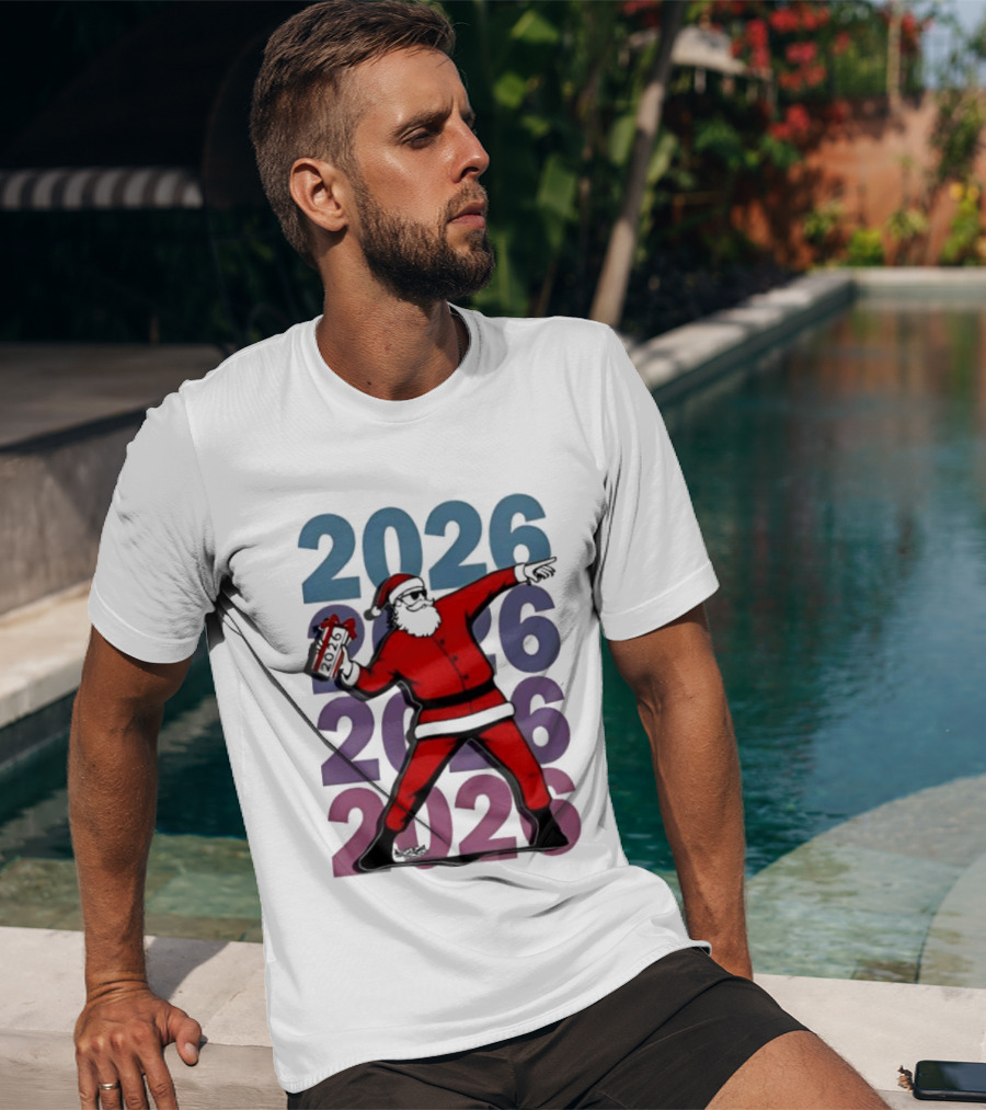 Dancing Santa 2026 Countdown Bold Repeat T-Shirt