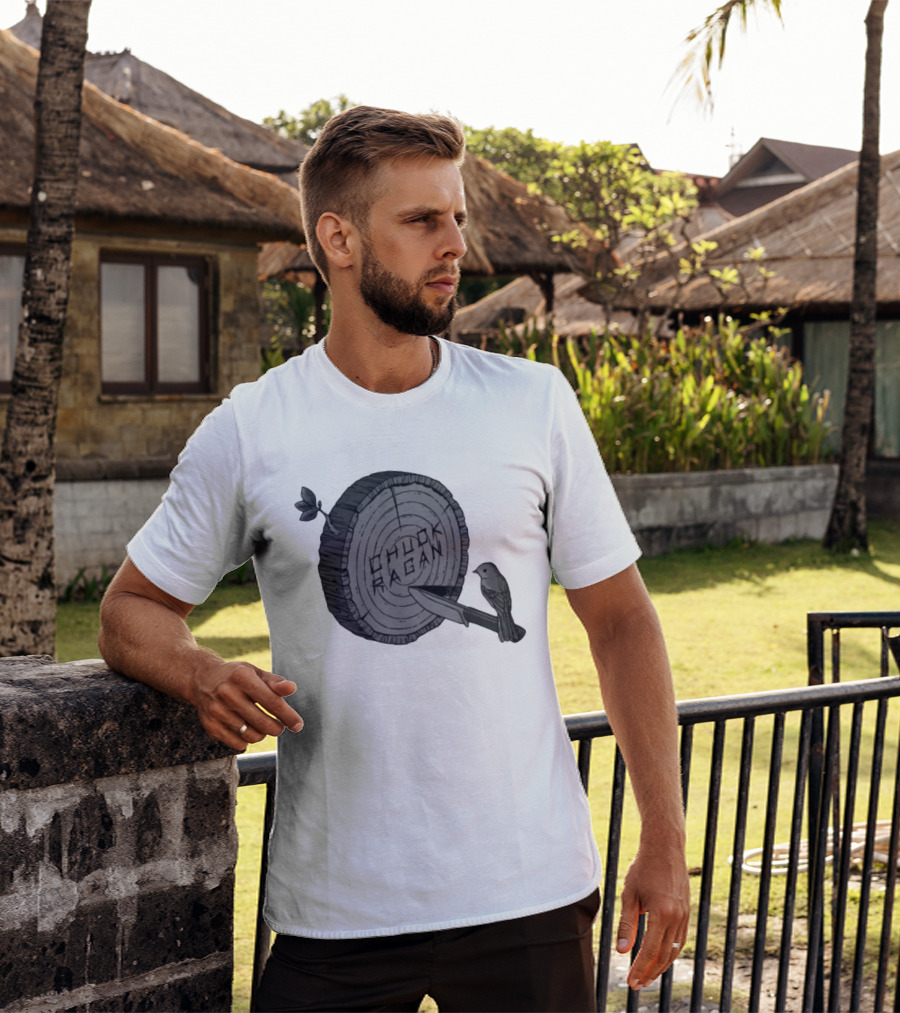 Chuck Ragan Target Practice Woodblock Bird Knife T-Shirt
