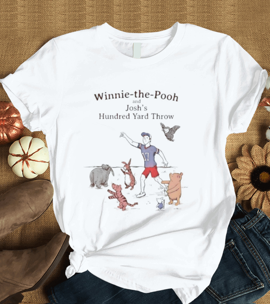 Winnie The Pooh Josh's Hundred Yard Throw Football Scene With Iconic Characters T-Shirt