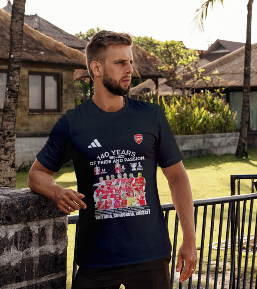 Arsenal FC 140 Years Pride Passion 1886 2026 Victoria Concordia Crescit T-Shirt