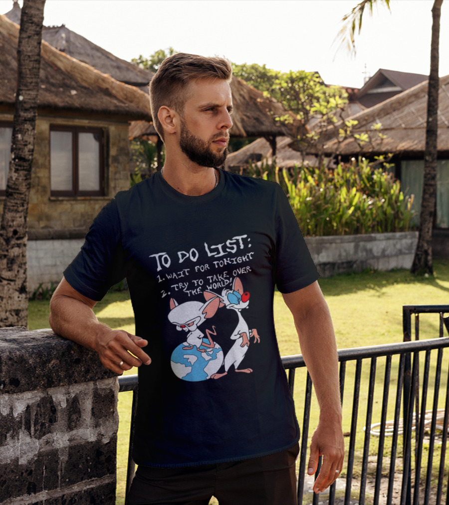New Pinky And The Brain Cartoon To Do List Wait For Tonight Try To Take Over The World T-Shirt