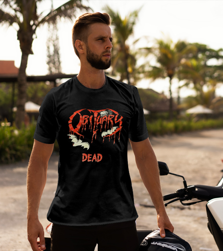 Obituary Dead Dripping Blood Bats T-Shirt