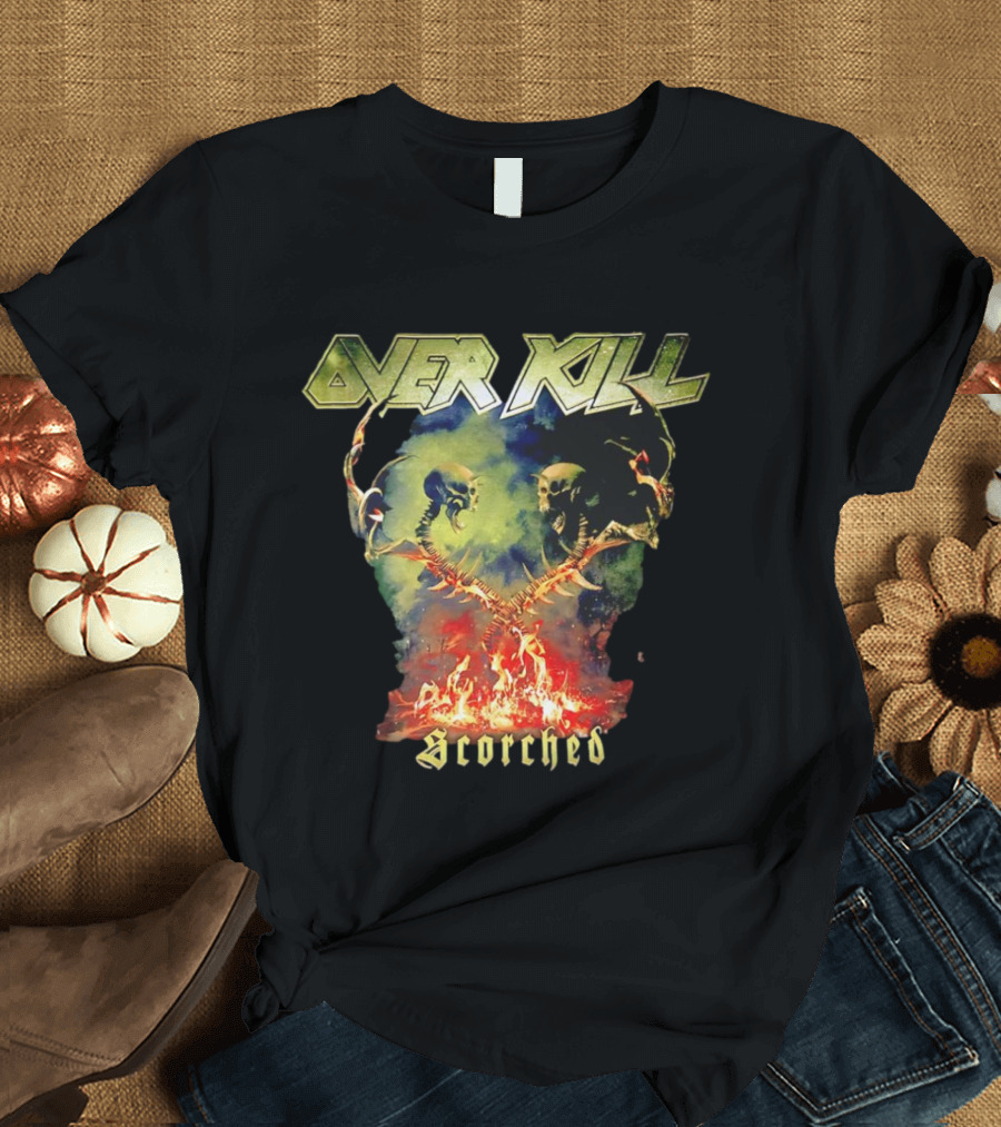 Overkill Scorched Skull Flames Tour Night T-Shirt